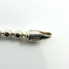 Close-up showing the 925 mark on the sterling silver ball chain end fitting.