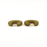 Back view of the 9ct gold mesh hoop earrings showing the hinged fittings and rounded mesh shape.