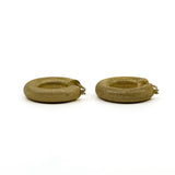 Vintage 9ct gold mesh hoop earrings lying flat with chunky rounded shape
