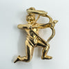 Detailed view of Sagittarius archer pendant in 9ct gold showing bow and hoop
