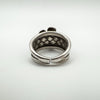 Back view showing open adjustable design of chunky floral sterling silver ring