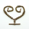Antique 9ct rose gold Albert chain arranged in a heart shape with T bar and dog clips