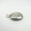Depth and shape of engraved sterling silver locket with attached bail