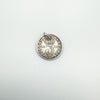 Reverse of 1911 threepence coin charm with crown and wreath detail