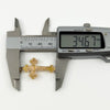 Antique 9ct rose gold cross pendant shown with calipers measuring approximately 34.7mm long