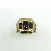 Antique Georgian 9ct gold amethyst trilogy ring with three oval cut purple stones