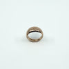 Front view of antique 12ct rose gold wide band ring, Size J, showing Art Nouveau engraved pattern