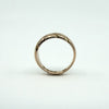Side profile of antique 12ct rose gold wide band ring, Size J, showing chunky domed band