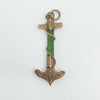 Front-facing view of engraved 9ct rose gold anchor pendant with green jade