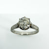 Antique platinum old cut diamond solitaire ring with eight-claw setting, front view