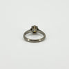 Back view of antique platinum old-cut diamond solitaire ring showing the gallery and shank