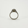 Rear view of antique platinum old-cut diamond solitaire ring showing open gallery setting