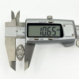 Art Deco platinum diamond ring measured with calipers at approximately 10.65mm
