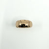 Top view of antique 12ct rose gold wide band ring showing Art Nouveau engraved shoulders