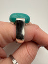 Sterling Silver Chunky Turquoise Ring 925 Large Oval Size R Wide Band
