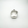 Reverse view of engraved sterling silver perfume bottle pendant with floral detail