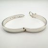 Rear angle of sterling silver bangle bracelet with buckle detail