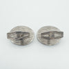 Back of oval cufflinks showing textured finish and full UK hallmarks