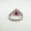 Reverse view showing ruby open back and smooth silver band