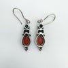 Back view showing 925 stamp on sterling silver coral and turquoise earrings