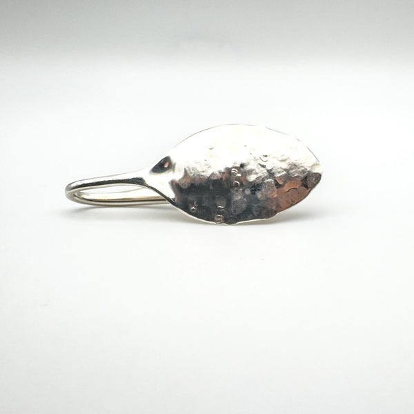 Hammered texture on back of vintage silver spoon pendant