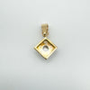 Reverse of square pendant showing open rose cut diamond back