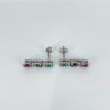 Rear view showing claw-set stones and earring posts in silver