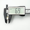 Digital caliper showing band width of sterling silver ring at 6.9mm