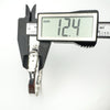 Digital caliper measuring sterling silver bangle width at 12.4mm