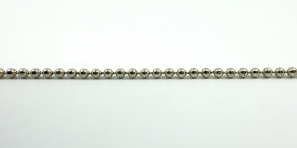 Close-up of the sterling silver beaded ball chain links, showing spacing and finish.