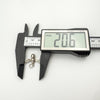 Digital caliper showing full length of silver bee pendant at 20.6mm