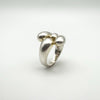 Sculptural silver wrap ring with modernist teardrop elements