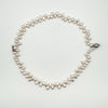 Full view of double strand baroque pearl bracelet in silver