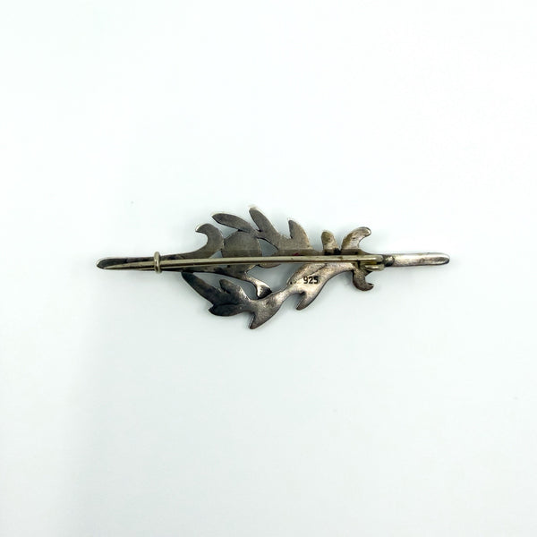 Back of the turquoise brooch showing the pin fitting and 925 stamp on sterling silver.