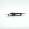 Back angle showing the hinge, pin and C hook clasp on the sterling silver turquoise brooch.