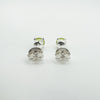 Rear view of silver butterfly backs on green CZ stud earrings