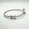 Side view showing safety catch on sterling silver CZ bangle