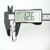 Caliper measuring width of sterling silver bangle at 12.6mm