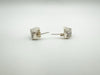 Sterling silver CZ earrings viewed from side with visible post fittings