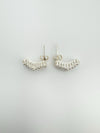 Curved sterling silver half hoops with monochrome CZ detail