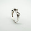 Sterling silver ring with raised marquise-cut cubic zirconia stones