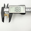 Digital caliper showing 18.8mm length of vintage gold boot pendant