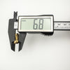 Digital caliper showing 6.8mm width of 9ct gold Persian boot charm
