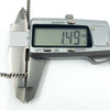 Digital calipers showing the sterling silver curb chain depth at approximately 1.49mm.