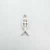 Sterling silver Christian Fish Cross pendant tested 925 shown from the front