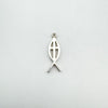 Full view of sterling silver Christian Fish Cross charm with jump ring attached