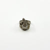 Rear view of chunky sterling silver elephant ring showing the band and elephant head shape