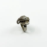Chunky vintage sterling silver elephant locket ring with raised trunk and wide band