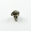 Chunky vintage sterling silver elephant locket ring with raised trunk and wide band
