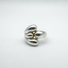 Modernist chunky wrap over ring in sterling silver, teardrop design front view